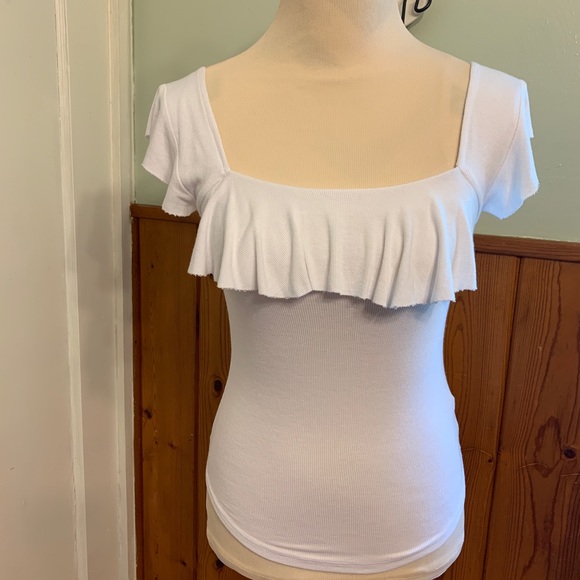 Free People white square neck ribbed top - Picture 2 of 4